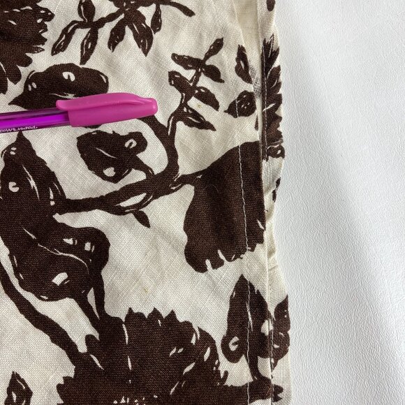 GAP Womens Linen Midi Skirt Size 0 Cream Brown Floral Fit & Flare - Picture 8 of 8